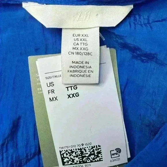 H&M Woven Blouse With Tie Detail Blue Size XXL NWT - Picture 3 of 12